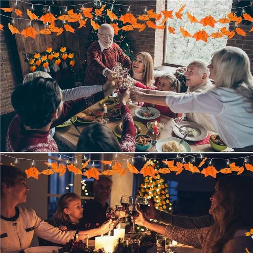 2 Pack Fall Decor Lighted Fall Garland Thanksgiving Decorations for Home